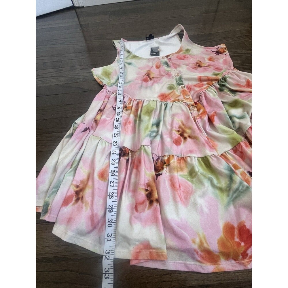 torrid Pink Floral Tiered Button-Front Jumpsuit - Picture 6 of 11